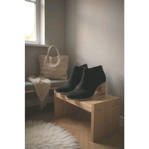 Style & Co Women's Faux Micro Suede Block Heel Boots Booties Sz 10 M BLACK